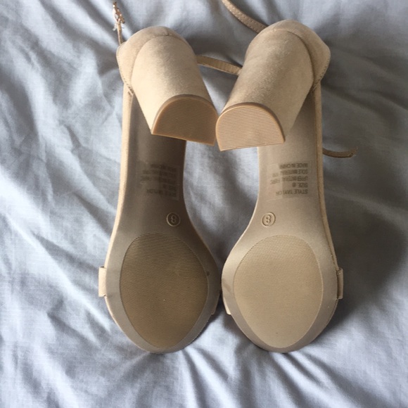 Natural Suede Ankle Strap Heels - Picture 4 of 4